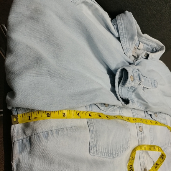 Vintage John Baner Distressed Jean Long Sleeve Shirt Womens L Denim Worn w/Holes - Picture 5 of 16